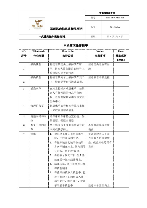 008中式铺床操作程序