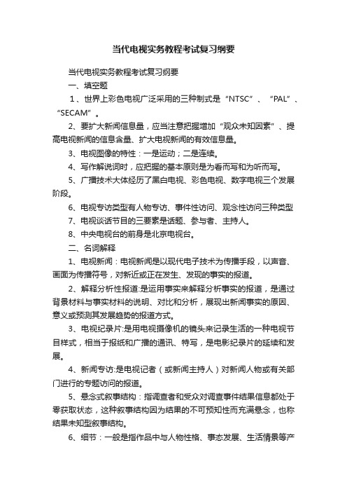 当代电视实务教程考试复习纲要