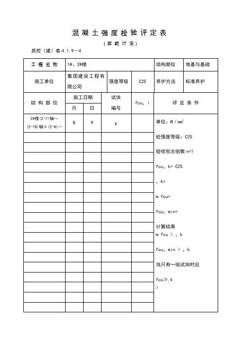 混凝土强度检验评定表