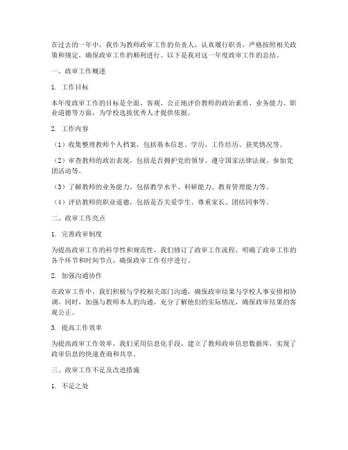 教师政审工作总结个人