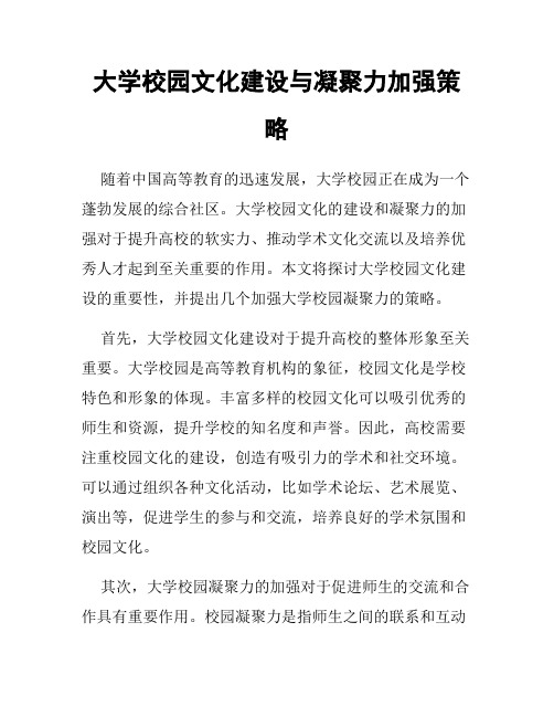 大学校园文化建设与凝聚力加强策略