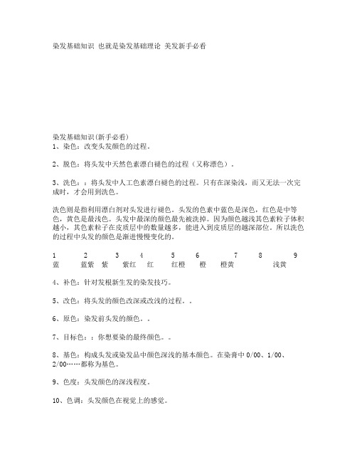 染发基础知识 也就是染发基础理论 美发新手必看