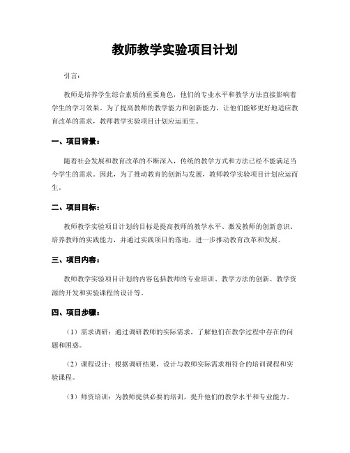 教师教学实验项目计划