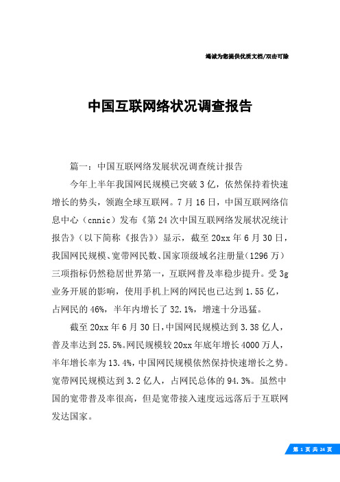 中国互联网络状况调查报告