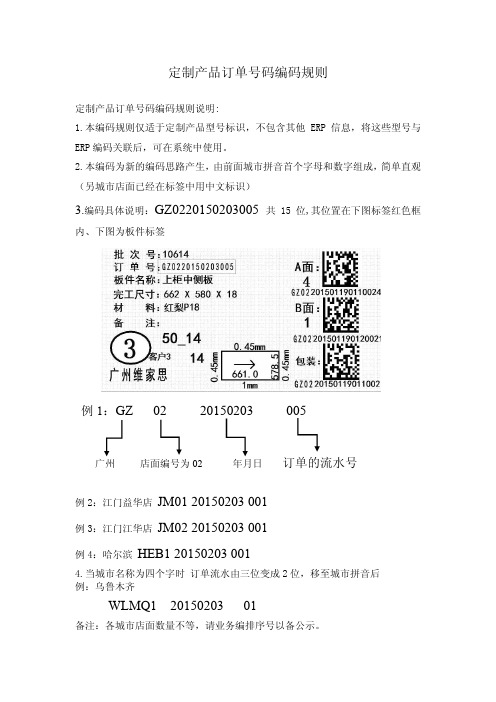 定制产品订单号码编码规则