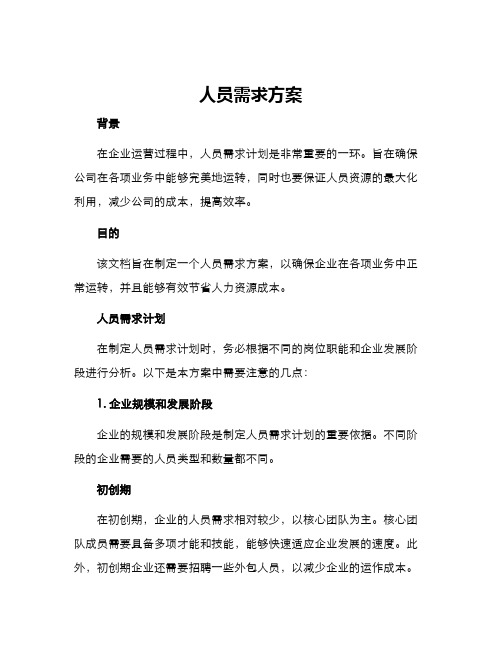 人员需求方案