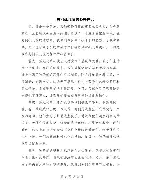 慰问孤儿院的心得体会