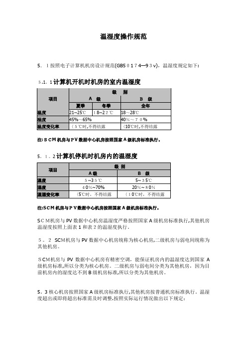 机房温湿度操作规范