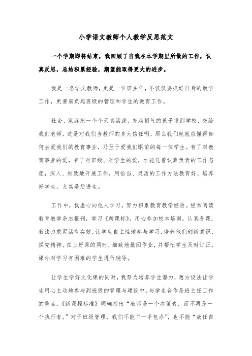 小学语文教师个人教学反思范文（2篇）