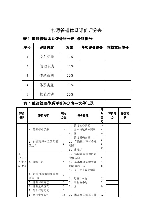 能源管理体系评价评分表