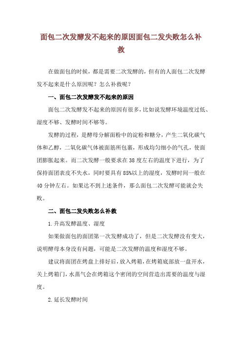 面包二次发酵发不起来的原因 面包二发失败怎么补救