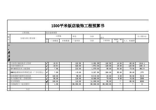 饭店装修工程报价表