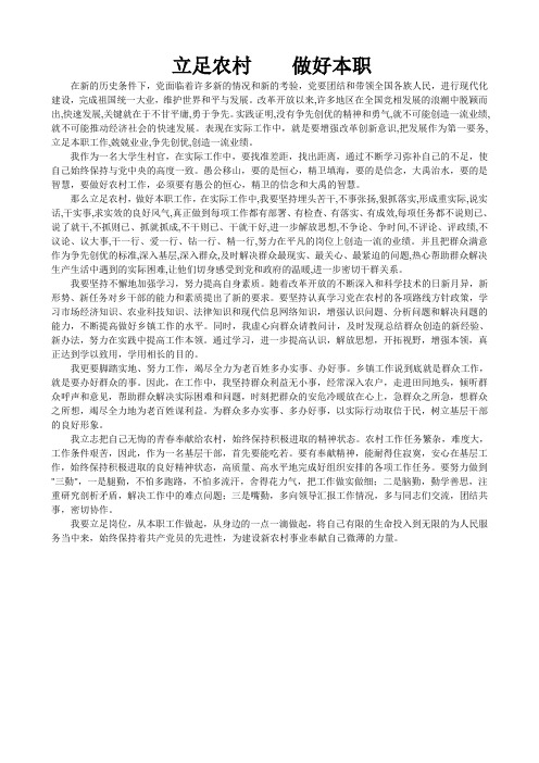 大学生村官工作总结：立足农村 做好本职