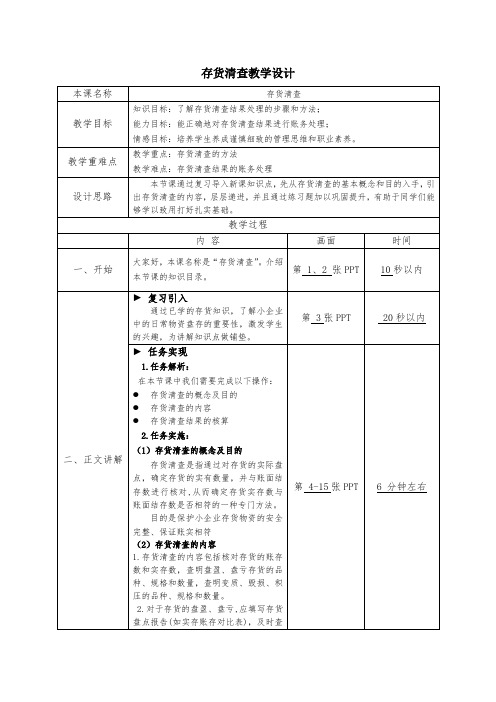 《存货清查核算》教学设计