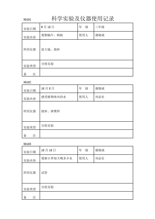 科学实验及仪器使用记录