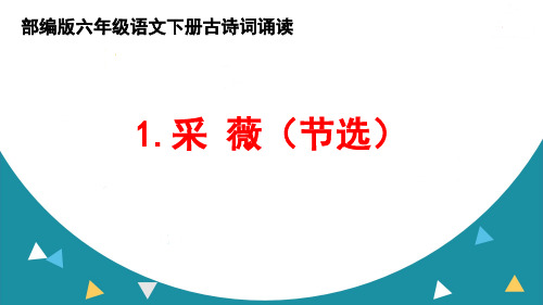 部编版六年级语文下册古诗词诵读《采薇(节选)》ppt课件