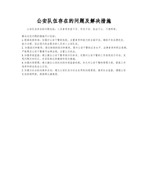 公安队伍存在的问题及解决措施