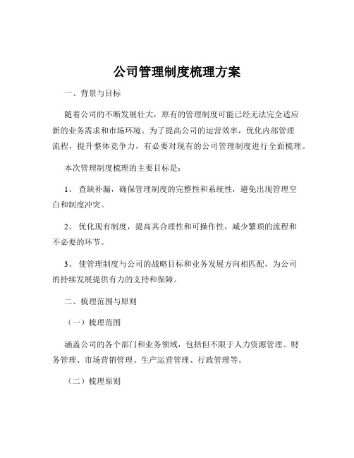 公司管理制度梳理方案