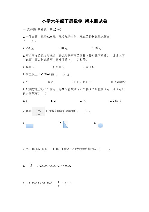 小学六年级下册数学-期末测试卷及完整答案(网校专用)