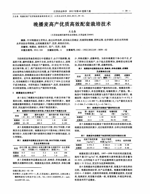 晚播麦高产优质高效配套栽培技术