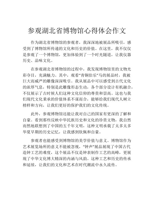 参观湖北省博物馆心得体会作文