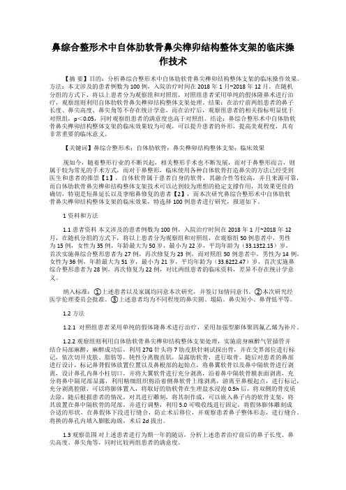 鼻综合整形术中自体肋软骨鼻尖榫卯结构整体支架的临床操作技术