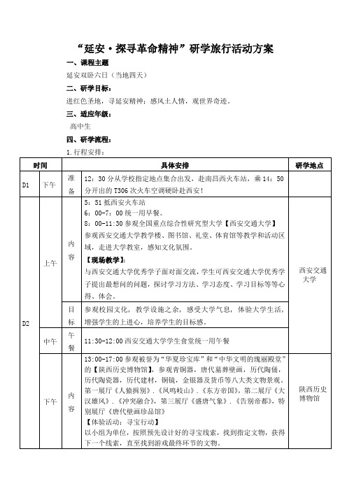 “延安·探寻革命精神”研学旅行线路