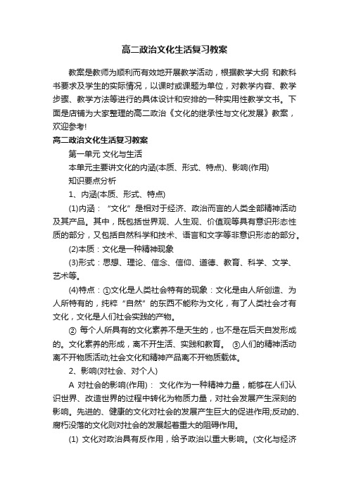 高二政治文化生活复习教案