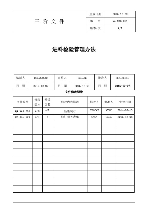 来料检验管理办法