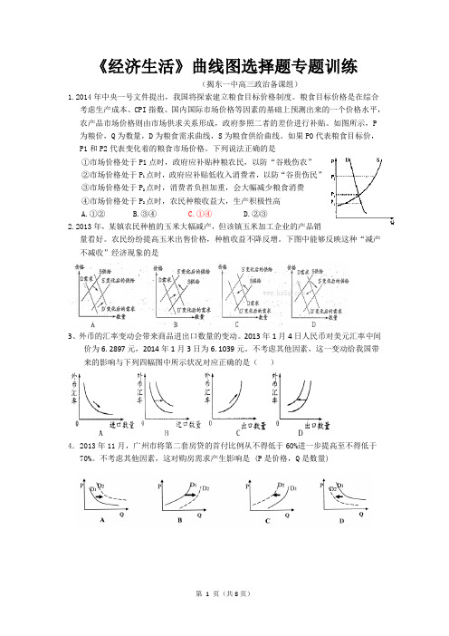 《经济生活》曲线图选择题专题训练