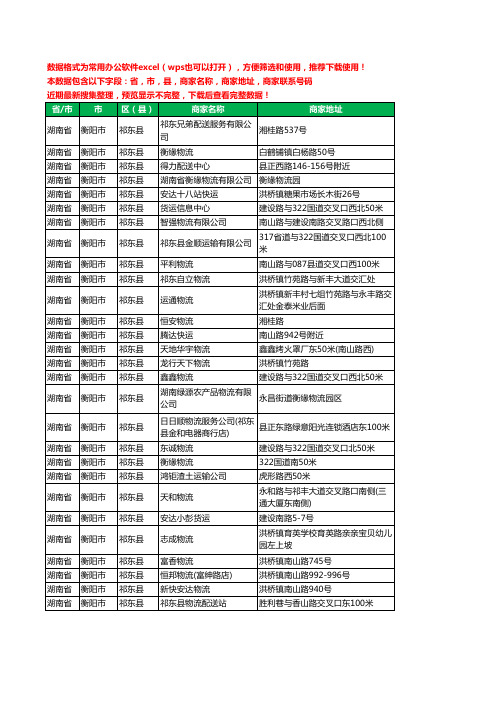 2020新版湖南省衡阳市祁东县物流工商企业公司商家名录名单黄页联系电话号码地址大全28家