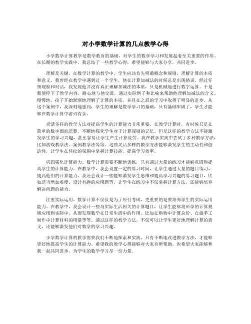 对小学数学计算的几点教学心得