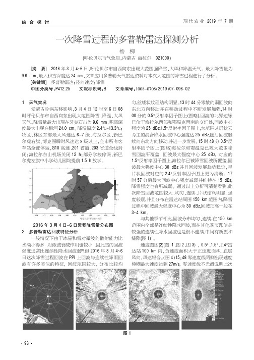 一次降雪过程的多普勒雷达探测分析