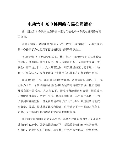 电动汽车充电桩网络布局公司简介