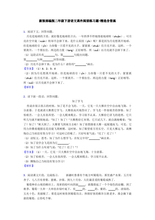 新版部编版二年级下册语文课外阅读练习题-精选含答案