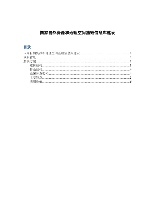 国家自然资源和地理空间基础信息库建设