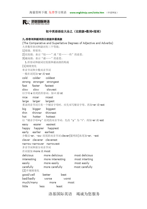 初中英语语法大全之(比较级+数词+冠词)