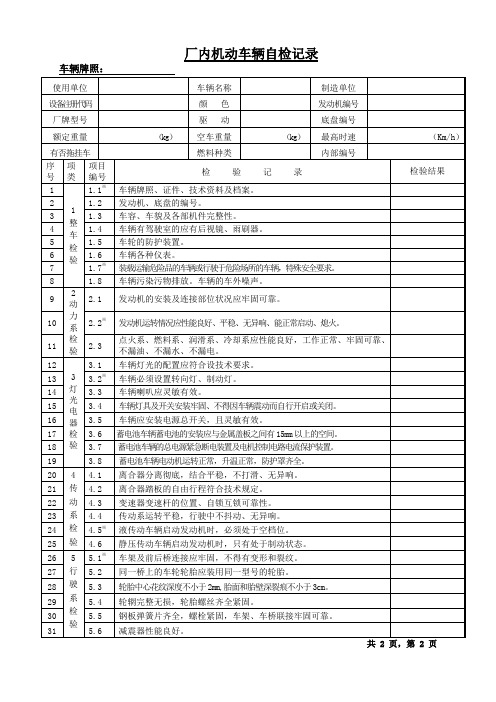 厂车机动车辆自检记录