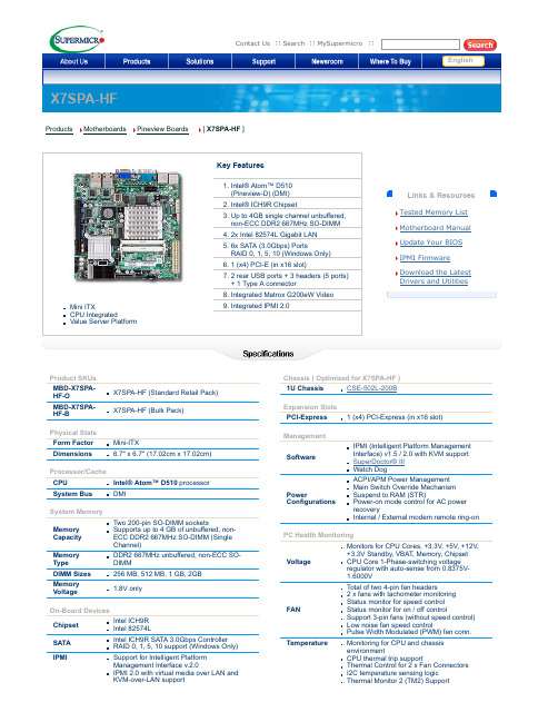 SuperMicro X7SPA-HF Motherboard 产品介绍说明书