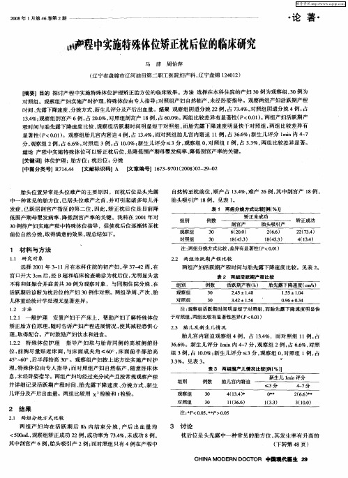 产程中实施特殊体位矫正枕后位的临床研究