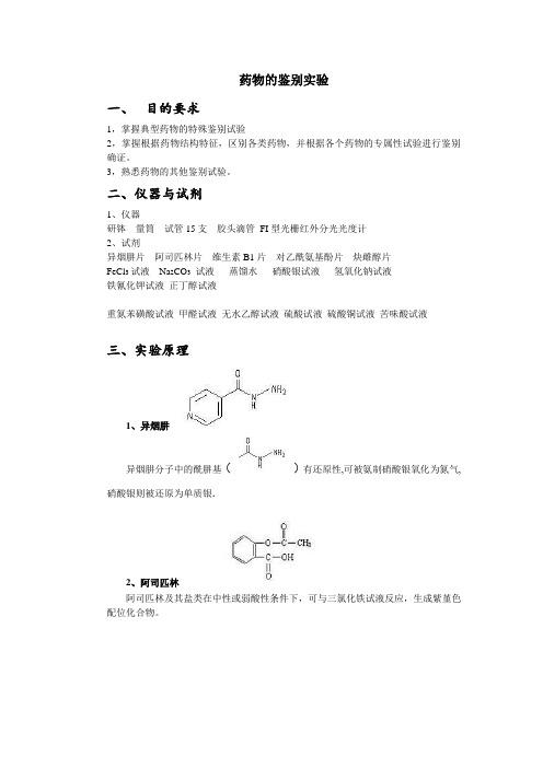 药物的鉴别实验