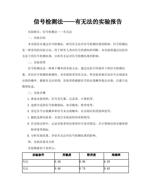 信号检测法——有无法的实验报告