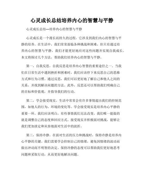 心灵成长总结培养内心的智慧与平静