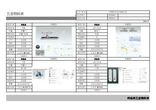 五金物料表