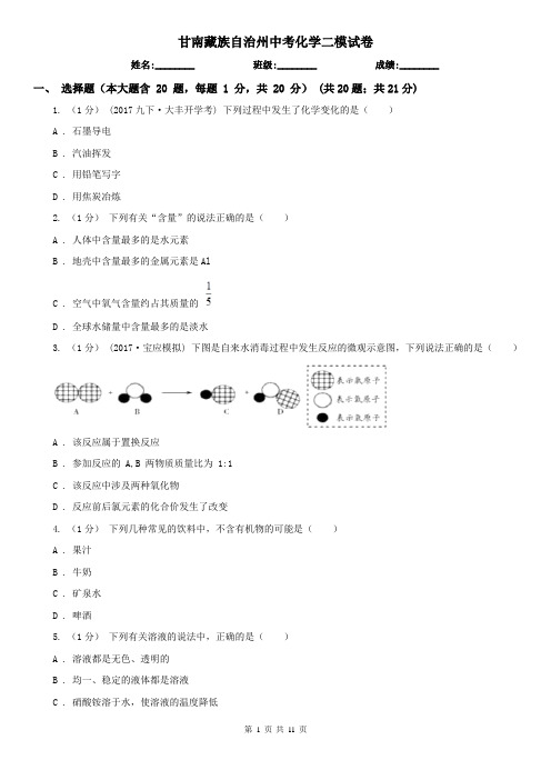 甘南藏族自治州中考化学二模试卷