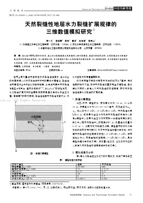 天然裂缝性地层水力裂缝扩展规律的三维数值模拟研究