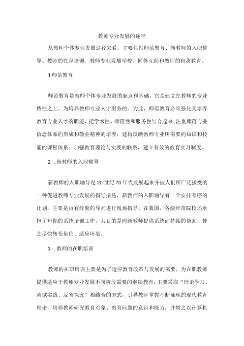 教师专业发展的途径