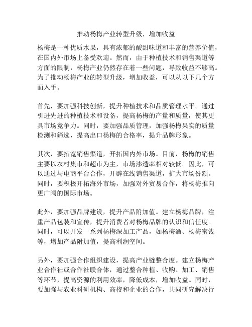 推动杨梅产业转型升级,增加收益