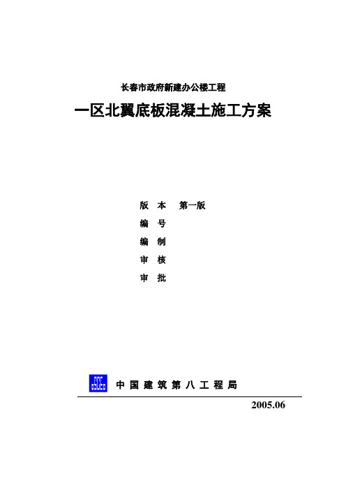 长春市政府新建办公楼项目一区北翼底版砼施工方案