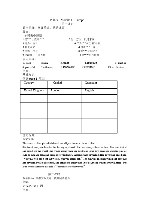 必修3 Module 1 Europe